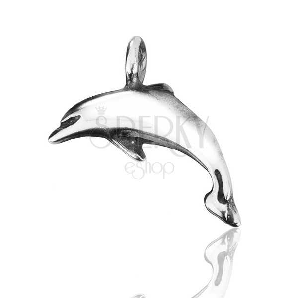 Anhänger aus Silber 925 - strahlender Delphin mit Patine