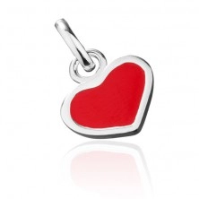Silberanhänger 925 - rotes Herz mit silberner Kontur