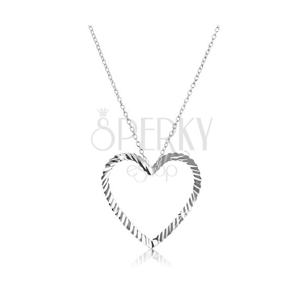 Halskette aus Silber 925 - Kette mit Herzkontur in Wellenoptik