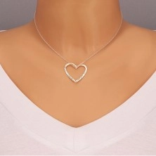 Halskette aus Silber 925 - Kette mit Herzkontur in Wellenoptik