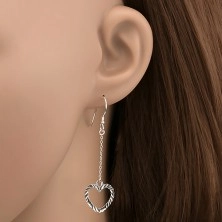 Ohrringe aus Silber 925 - spurige Herzen auf einer Kette