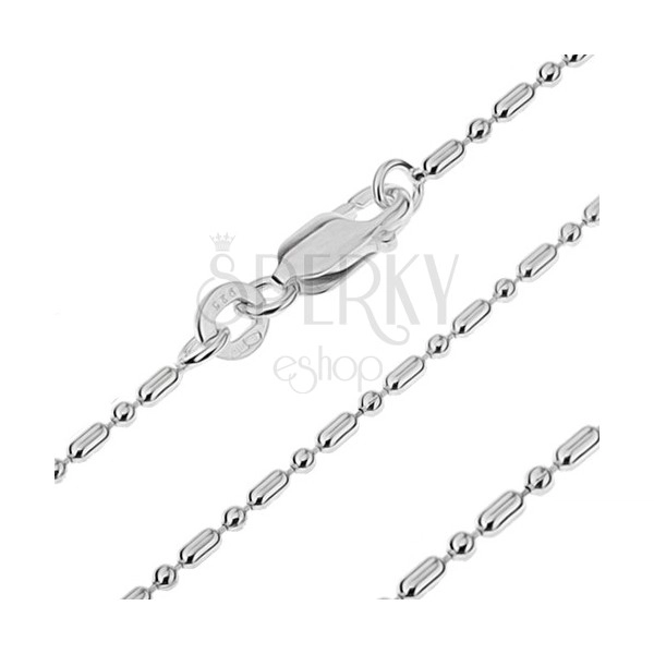 925 silberne Halskette - strahlende Walzen und Kügelchen, 1,5 mm