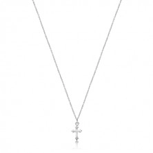 Glänzend Halskette - Kette mit rundem Kreuz, Silber 925