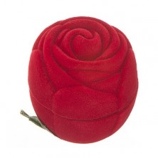 Geschenkverpackung aus Samt - rote Rose mit Blättern
