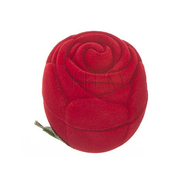 Geschenkverpackung aus Samt - rote Rose mit Blättern