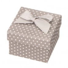 Graue Geschenkverpackung für Schmuck - weiße Dots mit einer Schleife