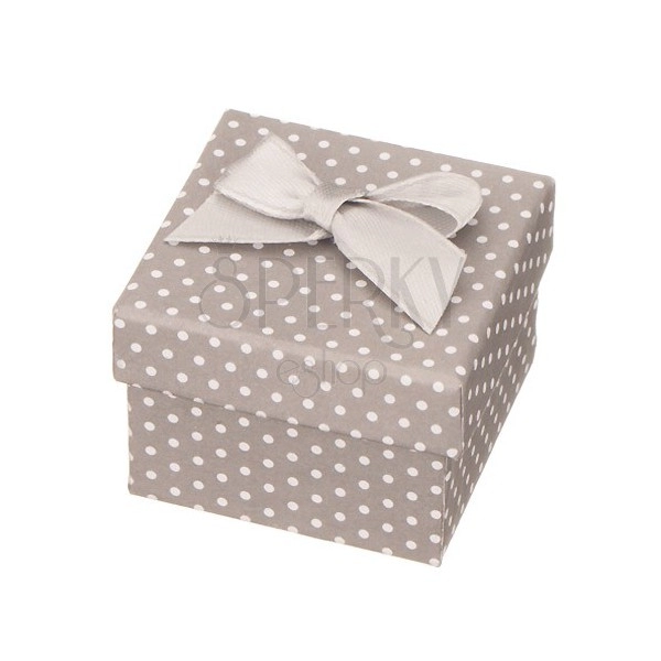 Graue Geschenkverpackung für Schmuck - weiße Dots mit einer Schleife