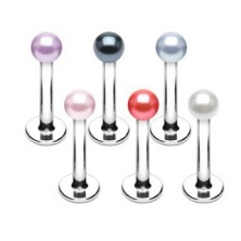 Kinnpiercing aus Stahl - Perlenkugeln in verschiedenen Farben