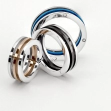 Ring aus Stahl mit zweifarbiger Ringen