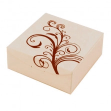 Beige Geschenkbox aus Karton für Schmuck-Set mit Blumen Ornament