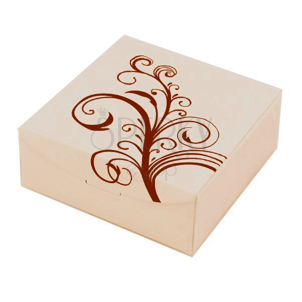 Beige Geschenkbox aus Karton für Schmuck-Set mit Blumen Ornament