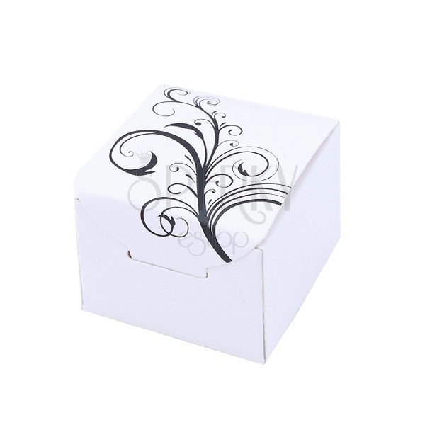 Geschenkverpackung aus Karton, weiß mit floralem Motiv