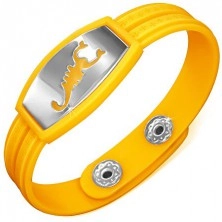 Silikon Armband in Gelb mit griechischem Motiv, Skorpion