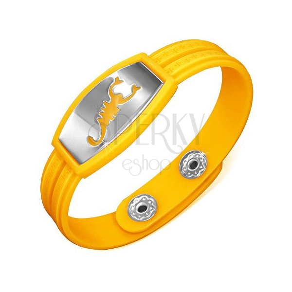 Silikon Armband in Gelb mit griechischem Motiv, Skorpion