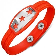 Armband aus orangerotem Gummi, silberne Platte mit Sternen