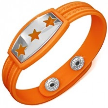 Armband aus Gummi in Orange - Sterne und griechisches Motiv