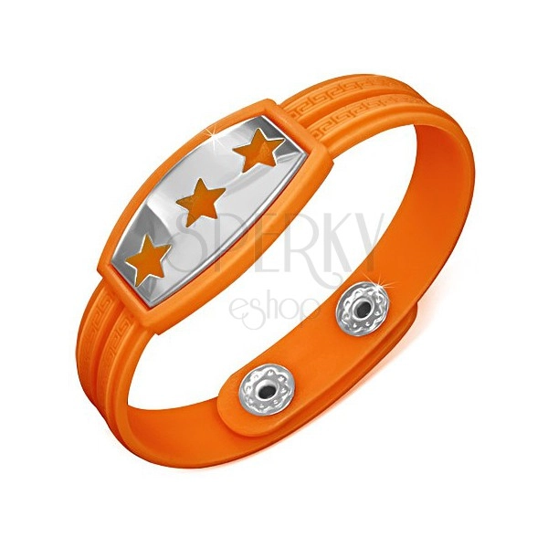 Armband aus Gummi in Orange - Sterne und griechisches Motiv
