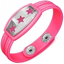 Gummi Armband in Neon Pink - griechischer Schlüssel, Sterne