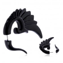 Acryl Fake Ohr Expander - glänzende schwarzer Flügel