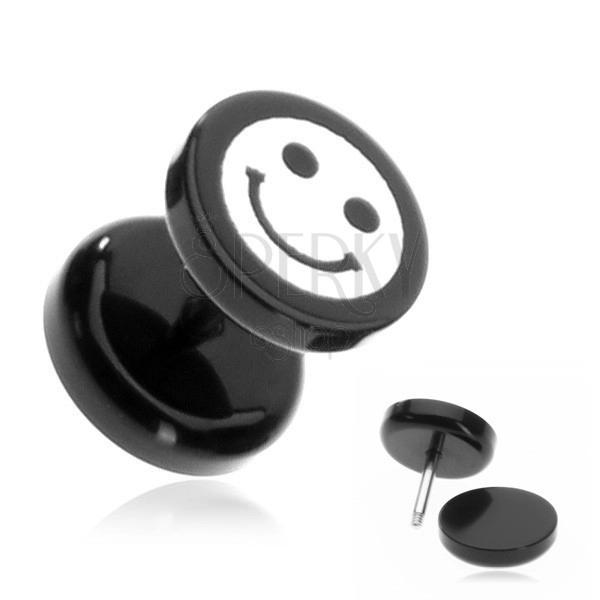 Acryl Piercing - Fake Plug mit weißem Smiley