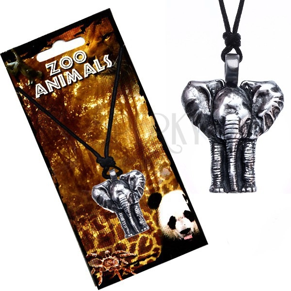 Halskette mit Elefanten-Anhänger, patiniert