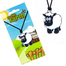 Halskette mit Anhänger, schwarz-weißes Schaf
