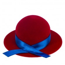 Samt-Etui für Ring oder Ohrringe in Hutform, rote Farbe