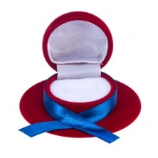 Samt-Etui für Ring oder Ohrringe in Hutform, rote Farbe