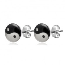 Runde Ohrringe aus Edelstahl - Yin und Yang