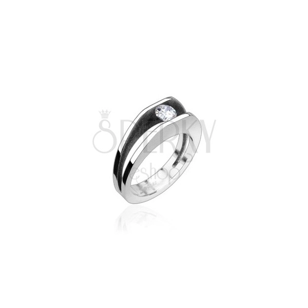 Ring für Damen aus Edelstahl besetzt mit Zirkonia, 5 mm