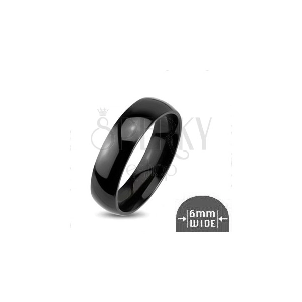 Glänzender Metall Ring - glatt, in schwarzer Farbe
