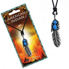 Halsband - Indianerfeder und blaue Steinchen
