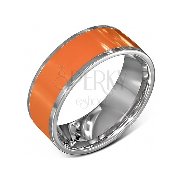 Glatter glänzender Ring aus Edelstahl in silber-orange Ausführung