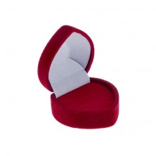 Rote Samtherzbox - Ringbox mit gepunkteter Herzlinie