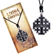 Halsband - Metallanhänger, Jerusalem-Kreuz