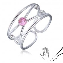 Ring aus Silber 925 - rundlicher rosa Zirkonia