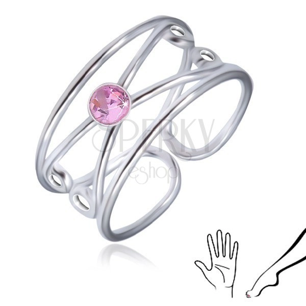 Ring aus Silber 925 - rundlicher rosa Zirkonia