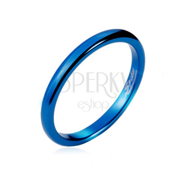 Ring aus Wolframstahl - glatter blaue Ehering, rund, 2 mm