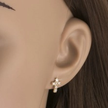 Ohrringe aus Gold - Kreuze mit sechs rundlichen Zirkonen