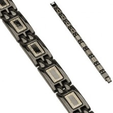Stahl Armband in schwarzer Farbausführung - glänzende Elemente mit Ornamenten