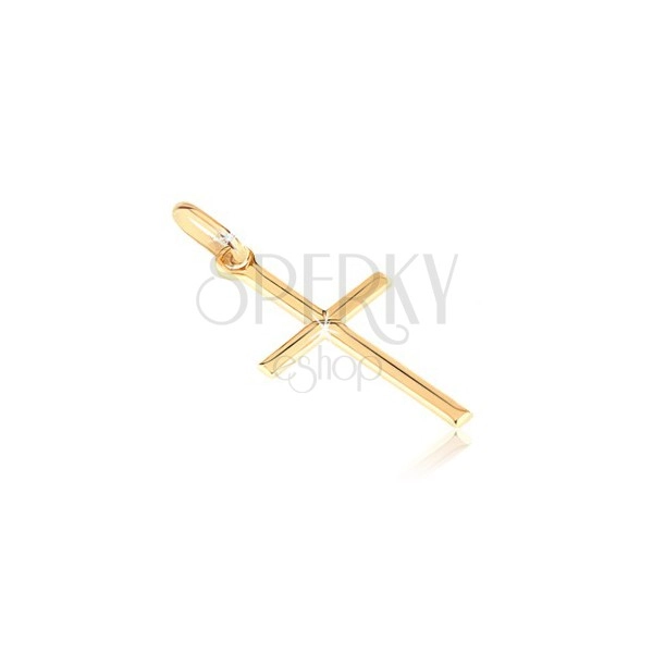 Goldener Anhänger - kleines glänzendes Kreuz mit graviertem X
