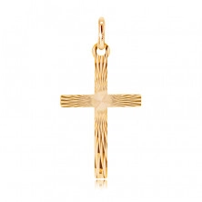 Goldener Anhänger - lateinisches Kreuz mit spiegelglänzenden Flächen