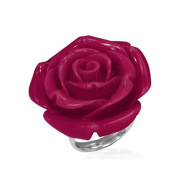 Ring aus Edelstahl - rote Rose