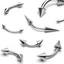Stahl Augenbrauenpiercing - zwei glänzende spitze Stacheln