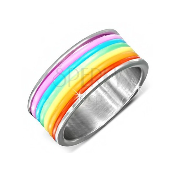 Stählerner Ring - mit farbenen Gummis Streifen
