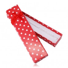 Rote Geschenkschachtel für eine Kette oder ein Armband – weiße Herzen, rote Schmuckschleife