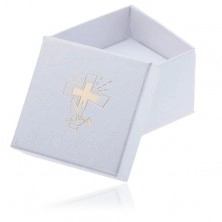 Weiße Geschenkschachtel für Schmuck - goldenes Kreuz, Täubin