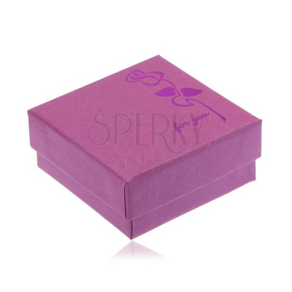 Violett-rosa Geschenkschachtel für Ohrringe, pinke Rose