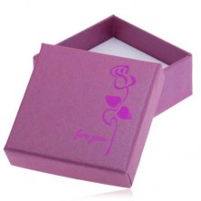 Violett-rosa Geschenkschachtel für Ohrringe, pinke Rose