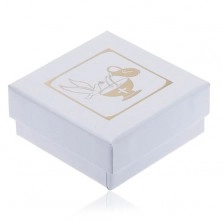 Perlenweiße Schachtel für Ohrringe, goldener Kelch und Täubin